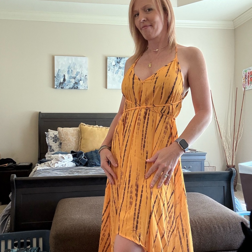 Yellow High Low Sundress with Halter Neckline